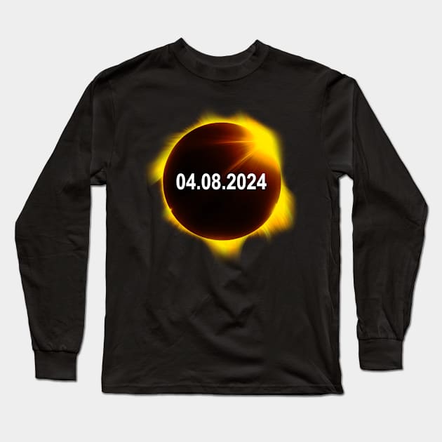 Total Solar Eclipse April 8, 2024 American Eclipse Long Sleeve T-Shirt by Emma Creation